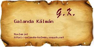 Galanda Kálmán névjegykártya